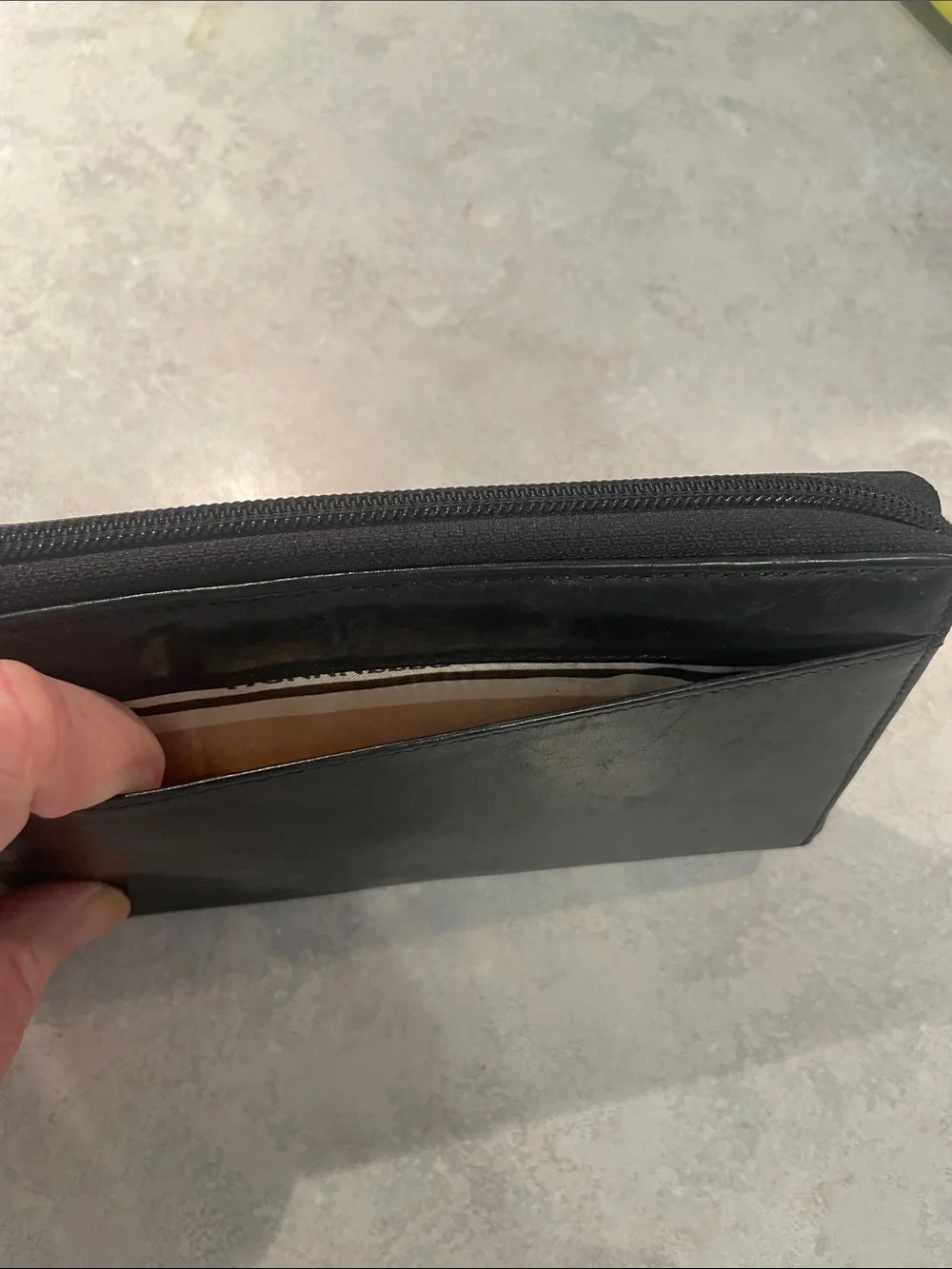 Tignanello Black Leather Zip-Around Wallet